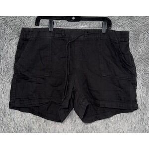 Old Navy Black Cargo Drawstring Linen Blend Shorts XL